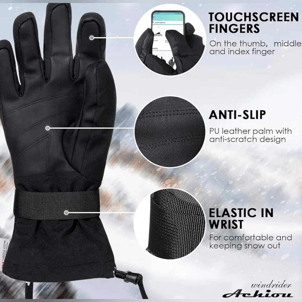 NWT Winter Cold Weather Gloves for Men & Women, Touchscreen Snow Mittens
